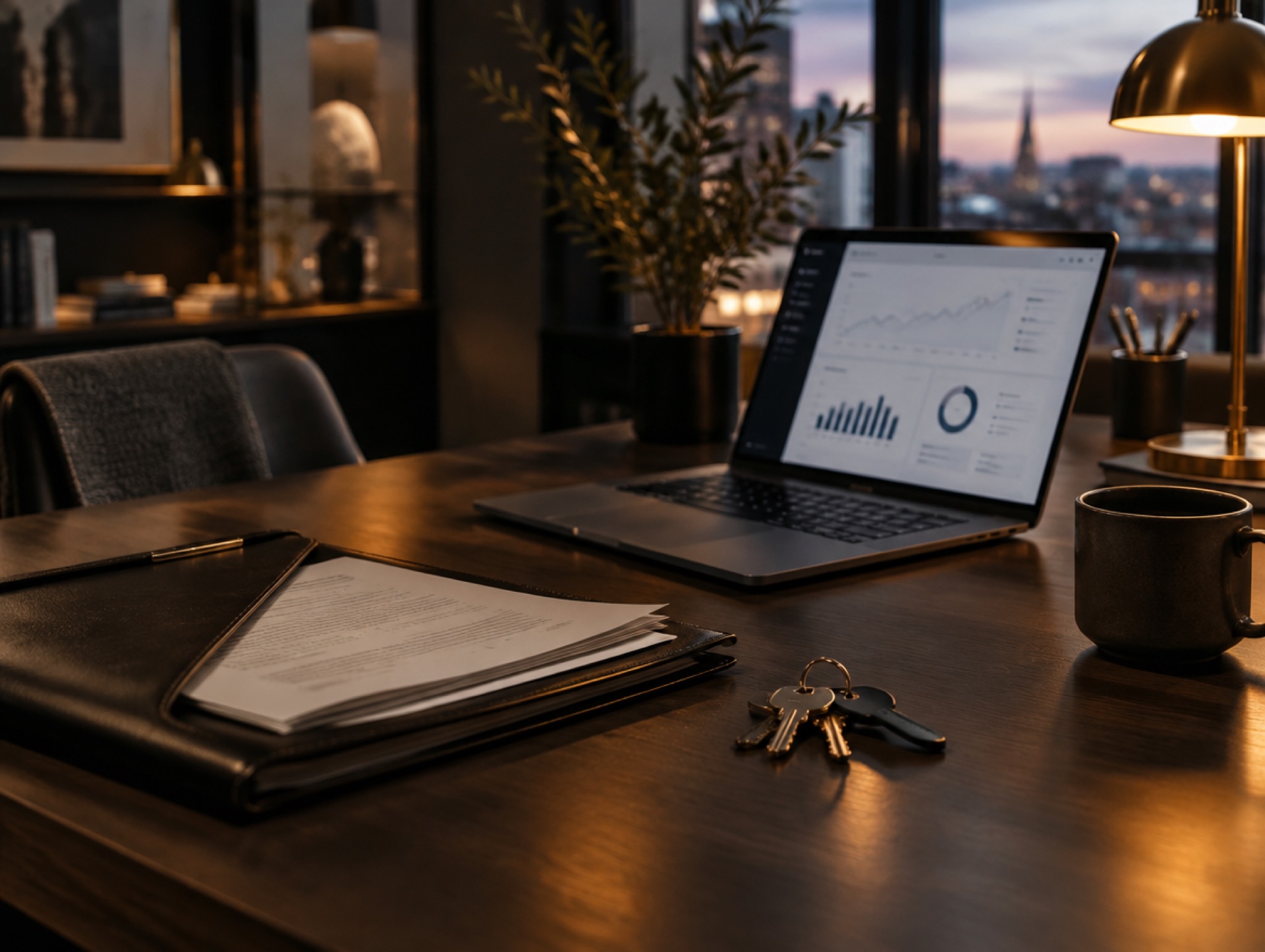 Office keys and company papers on a desk